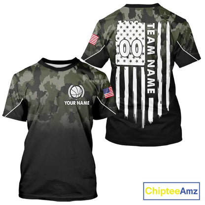 Black and Green Camo Basketball Team Jerseys Custom American Flag Patriotic Basketball Shirts NQS11356