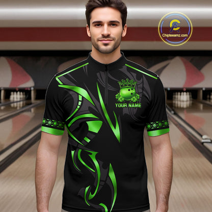 Black and Green clovers St Patrick's Day Bowling Shirts for Men Custom Bowling Team jerseys NQS11692