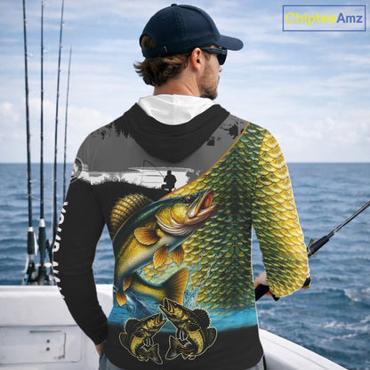 Walleye fishing scales customize performance long sleeves Fishing shirts, Walleye fishing jerseys NQS11561