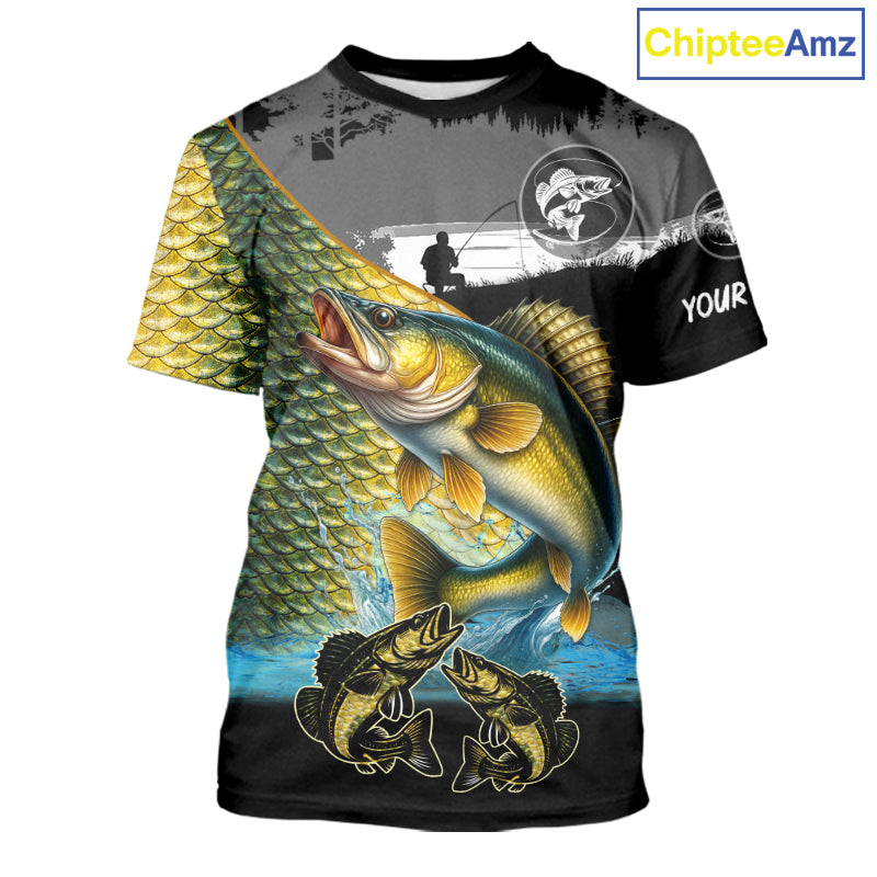 Walleye fishing scales customize performance long sleeves Fishing shirts, Walleye fishing jerseys NQS11561