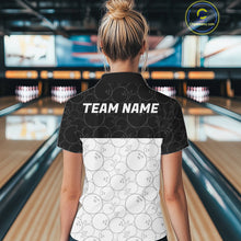 Load image into Gallery viewer, Black and White Bowling Camo Polo, 1/4 Zip Shirts for Women Custom Bowling Team League Bowlers Outfit NQS11701