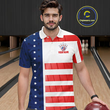 Load image into Gallery viewer, Red, White and Blue American Flag Bowling Shirts For Men Custom Patriotic Bowling Team Jerseys NQS11157