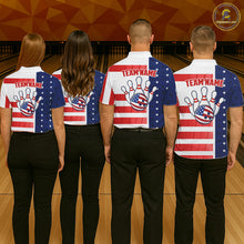 Load image into Gallery viewer, Red, White and Blue American Flag Bowling Shirts For Women Custom Patriotic Bowling Team Jerseys NQS11157