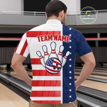 Load image into Gallery viewer, Red, White and Blue American Flag Bowling Shirts For Men Custom Patriotic Bowling Team Jerseys NQS11157