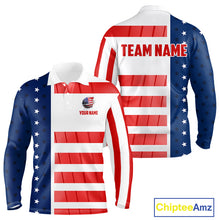Load image into Gallery viewer, Red, White and Blue American Flag Golf Polo Shirts For Men Custom Patriotic Team Mens Golf Outfit NQS11158