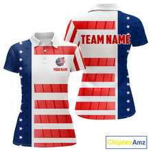 Load image into Gallery viewer, Red, White and Blue American Flag Golf Polo Shirts For Women Custom Patriotic Team Ladies Golf Outfit NQS11158