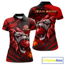 Load image into Gallery viewer, Black and Red Lion Bowling Polo, 1/4 Zip Jersey for Women, Lion Bowling Team League shirts NQS11572