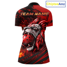 Load image into Gallery viewer, Black and Red Lion Bowling Polo, 1/4 Zip Jersey for Women, Lion Bowling Team League shirts NQS11572