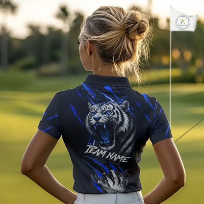 Black and Blue Lightning thunder Tiger Golf Polo shirts for Women custom Tiger team golf shirts NQS11574