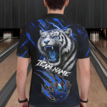 Load image into Gallery viewer, Black &amp; Blue Lightning Thunder Tiger Bowling Polo, 1/4 zip shirts for men custom team Bowling jerseys NQS11575
