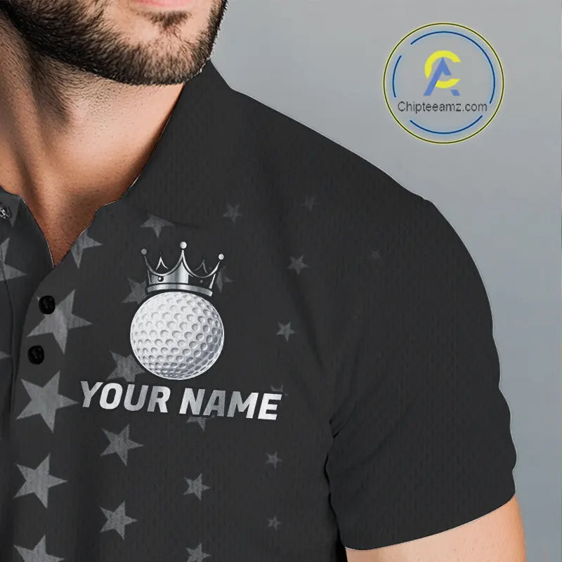 Custom Black American Flag Golf Team Shirts For Men, Personalized patriotic Mens Golf top NQS11707
