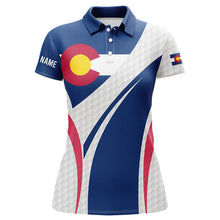 Load image into Gallery viewer, Women golf polo shirt Colorado flag custom white golf ball skin patriot ladies golf tops NQS7398