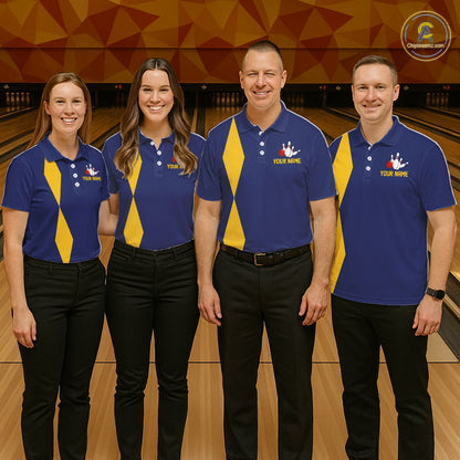 Personalized Yellow and Blue Retro Bowling Shirts For Men custom vintage bowling team jerseys NQS11165