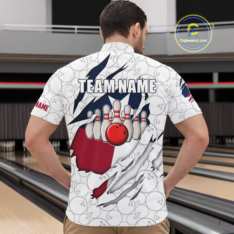 Personalized Texas Flag Camo Bowling Shirts For Men Custom patriotic Texas Bowling Team Jerseys NQS11173