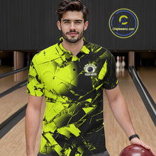 Load image into Gallery viewer, Custom Broken Glass Black and Green Neon Bowling Shirts For Men, Bowling Team League Jerseys NQS11174
