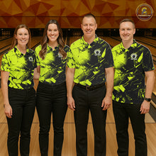 Load image into Gallery viewer, Custom Broken Glass Black and Green Neon Bowling Shirts For Men, Bowling Team League Jerseys NQS11174