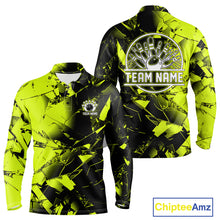 Load image into Gallery viewer, Custom Broken Glass Black and Green Neon Bowling Shirts For Men, Bowling Team League Jerseys NQS11174