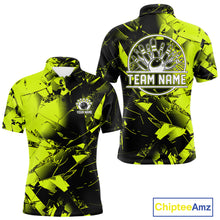Load image into Gallery viewer, Custom Broken Glass Black and Green Neon Bowling Shirts For Men, Bowling Team League Jerseys NQS11174