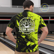 Load image into Gallery viewer, Custom Broken Glass Black and Green Neon Bowling Shirts For Men, Bowling Team League Jerseys NQS11174