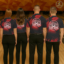Load image into Gallery viewer, Black and Red Camo Bowling Polo, 1/4 zip Shirts For Women Custom Bowling Team League Jerseys NQS11175