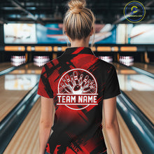 Load image into Gallery viewer, Black and Red Camo Bowling Polo, 1/4 zip Shirts For Women Custom Bowling Team League Jerseys NQS11175