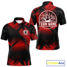 Load image into Gallery viewer, Black and Red Camo Bowling Polo, 1/4 zip Shirts For Men Custom Bowling Team League Jerseys NQS11175