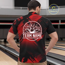 Load image into Gallery viewer, Black and Red Camo Bowling Polo, 1/4 zip Shirts For Men Custom Bowling Team League Jerseys NQS11175