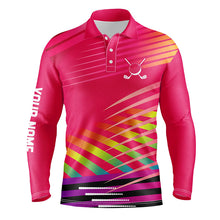 Load image into Gallery viewer, Pink Mens Golf Polo Shirts Custom Name Golf Shirts For Men, Personalized Golf Gifts NQS7734