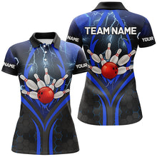 Load image into Gallery viewer, Blue Lightning Thunder Custom Bowling Team Shirts Women Bowling League Jerseys Bowler Outfit NQS8416