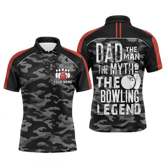 Custom black bowling shirt for bowling – personalized team jersey front view
