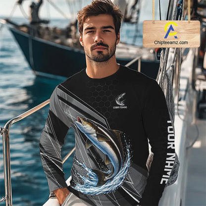 Personalized Black camo Cobia Fishing Jerseys, Cobia Tournament fishing team shirts NQS11380