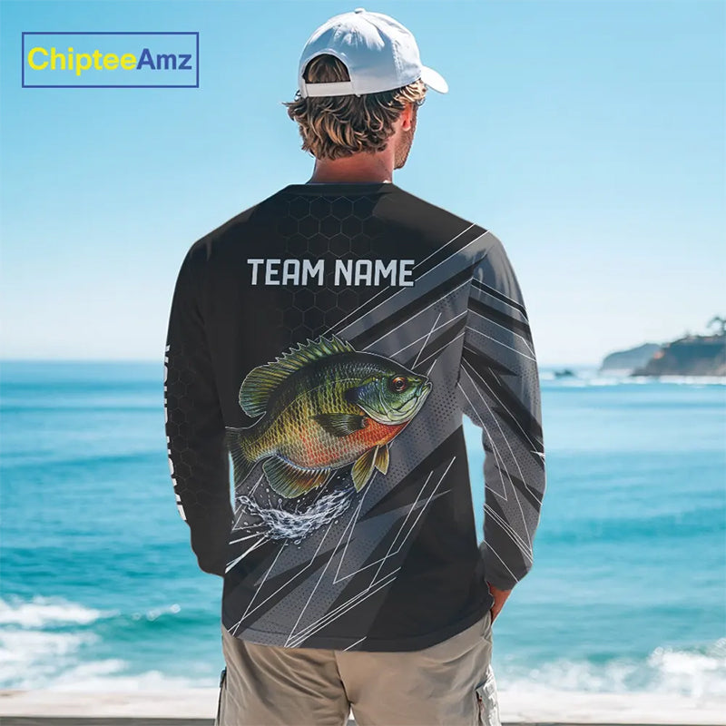 Personalized Black camo Bluegill Fishing Jerseys, Bluegill Tournament fishing team shirts NQS11381