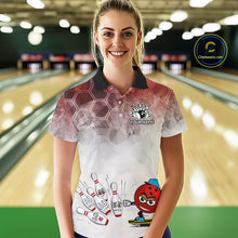 Load image into Gallery viewer, Funny Bowling Polo Shirts For Women, 1/4 zip shirts Custom Bowling Team Jerseys Gift For Bowler | Red NQS11388