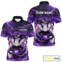 Load image into Gallery viewer, Purple Lightning thunder snake bowling shirts for men Custom bowling league shirts, gifts for bowlers NQS11402