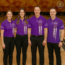 Load image into Gallery viewer, Yellow and Purple Retro American Flag Bowling Shirts For Women Custom Patriotic Bowling Team Jerseys NQS11213