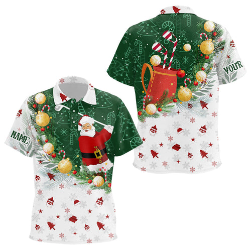 Christmas Santa Playing Golf Kid golf polo shirts Custom Christmas golf outfit For Kid Golf Gifts NQS8208