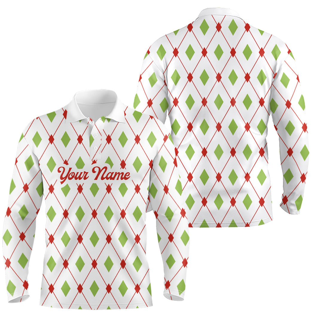 Personalized Mens golf polo shirts custom Christmas argyle pattern team golf attire for men NQS8932