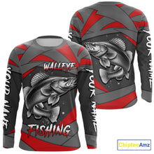 Load image into Gallery viewer, Gray and Red Walleye Fishing Jersey Custom Walleye Fishing Shirt for Team, personalized fishing gifts NQS10899