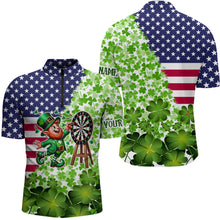 Load image into Gallery viewer, American flag St Patrick day shamrock pattern custom St Patrick Team Darts Shirts For Men NQS9582
