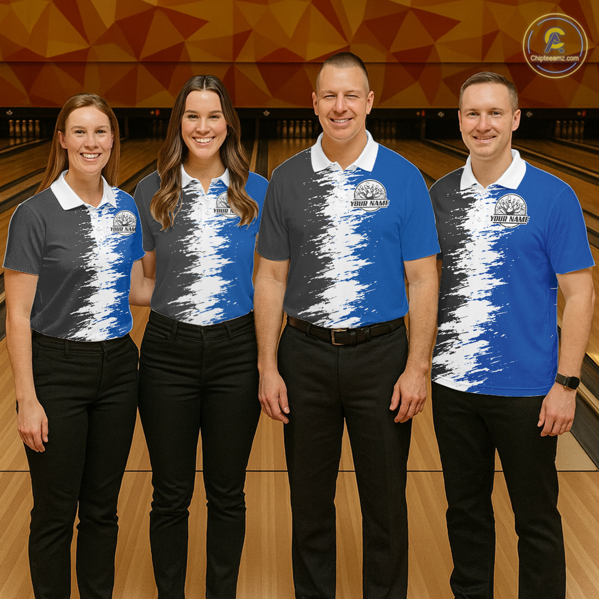 Lightning Thunder Eagle Bowling Polo, Quarter Zip Shirt For Women Custom bowling Team jerseys | Blue NQS11309