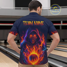 Load image into Gallery viewer, Custom Orange Flame Skull Bowling Shirts for Men Custom Team Bowling Shirts, gift for bowlers NQS10522