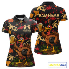 Load image into Gallery viewer, Funny Turkey Bowling Beer Thanksgiving pattern Custom Team bowling outfits for women, bowling gifts NQS10963