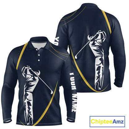 Personalized Golf polo shirts for men Custom mens golf outfits, unique golf gifts | Navy NQS10202