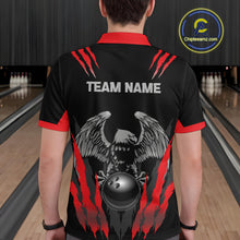 Load image into Gallery viewer, Black and Red Eagle Bowling Shirts For Men Custom Eagle Bowling Team Jerseys Bowling Uniform NQS11151