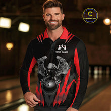Load image into Gallery viewer, Black and Red Eagle Bowling Shirts For Men Custom Eagle Bowling Team Jerseys Bowling Uniform NQS11151
