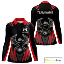 Load image into Gallery viewer, Black and Red Eagle Bowling Shirts For Women Custom Eagle Bowling Team Jerseys Bowling Uniform NQS11151