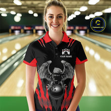 Load image into Gallery viewer, Black and Red Eagle Bowling Shirts For Women Custom Eagle Bowling Team Jerseys Bowling Uniform NQS11151