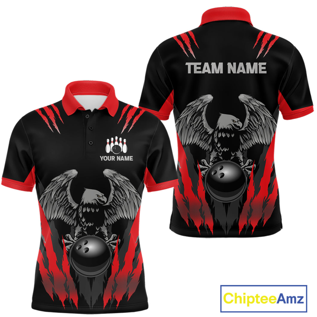 Black and Red Eagle Bowling Shirts For Men Custom Eagle Bowling Team Jerseys Bowling Uniform NQS11151