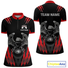 Load image into Gallery viewer, Black and Red Eagle Bowling Shirts For Women Custom Eagle Bowling Team Jerseys Bowling Uniform NQS11151