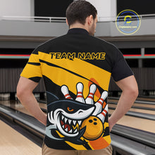 Load image into Gallery viewer, Black and yellow shark Bowling polo, quarter zip shirt for men custom Shark Bowling team league shirt NQS10393